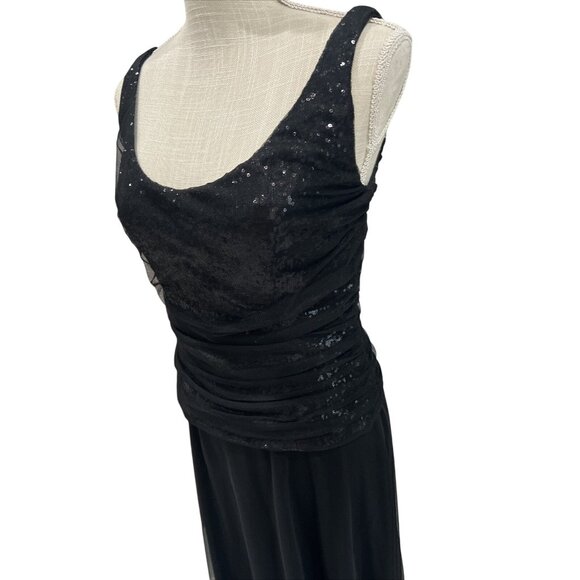 Patra Black Sequin Evening Dress With Sheer Shawl Size 8 - Picture 5 of 12